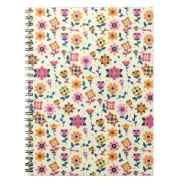 Caderno Espiral Impressão Floral Colorida e Alegre de Fundo