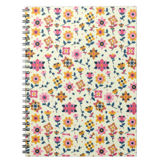 Caderno Espiral Impressão Floral Colorida e Alegre de Fundo