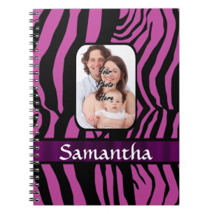 Caderno Espiral Impressão fúcsia e preto da zebra