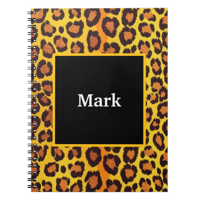 Caderno Espiral Impressão Leopard com Nome (Frente)