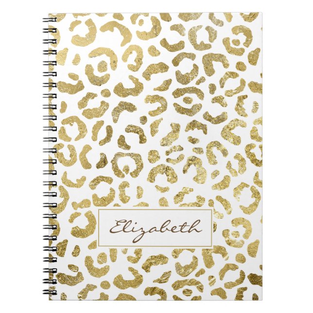 Caderno Espiral Impressão Leopard Dourada de Glam Luxuriosa (Frente)