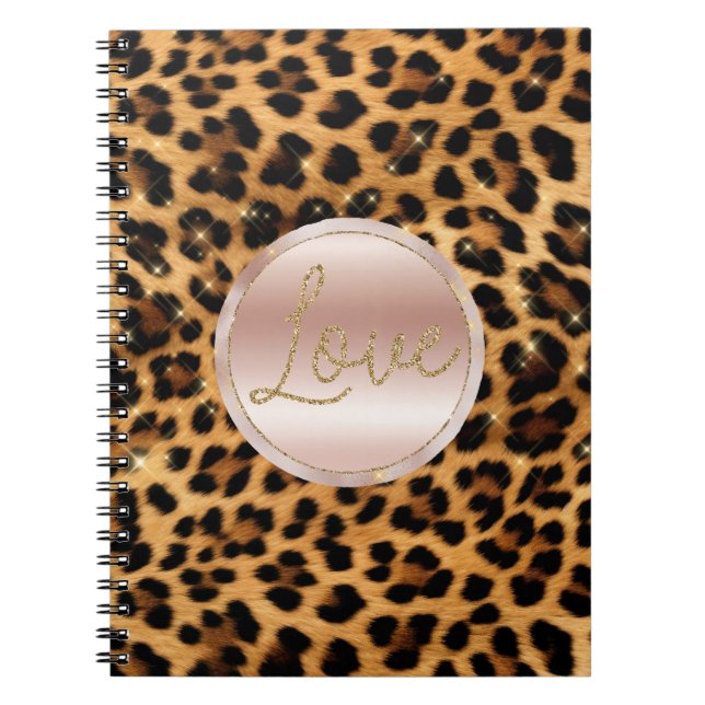 Caderno Espiral Impressão Leopard Dourada para Rosa de Menina boni (Frente)