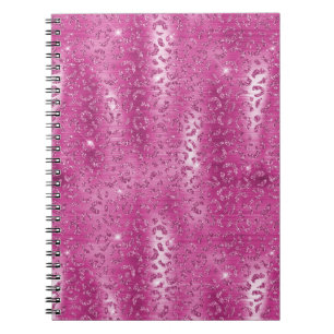 Caderno Espiral Impressão Leopardo Branca Cor-de-Rosa
