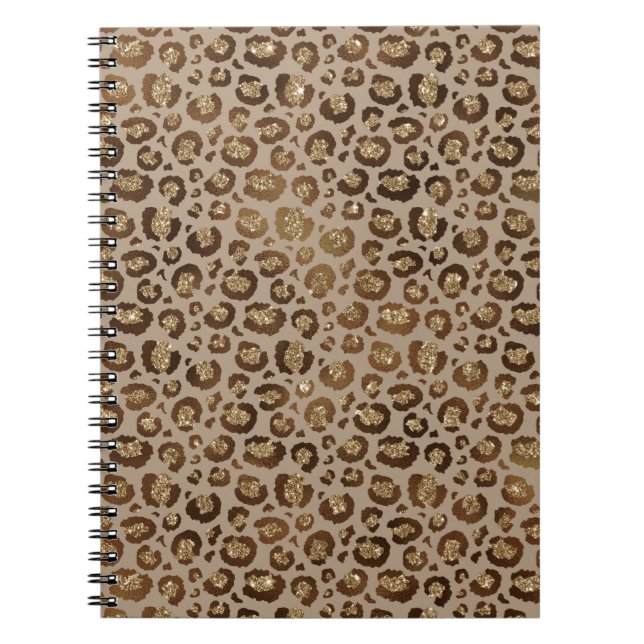 Caderno Espiral Impressão Leopardo Dourada castanha (Frente)