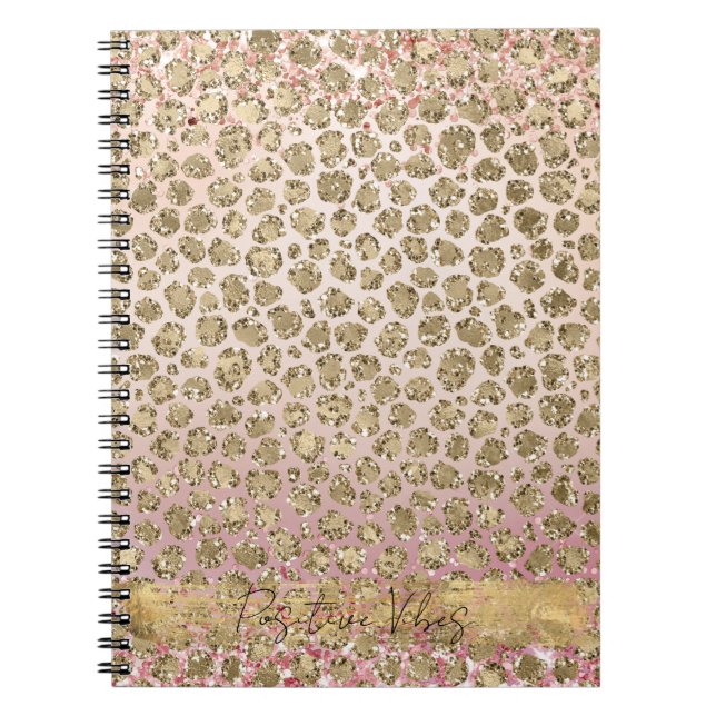 Caderno Espiral Impressão Leopardo Dourada rosa Sparkle (Frente)