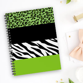 Caderno Espiral Impressão Leopardo, Impressão Zebra, Impressão Ani