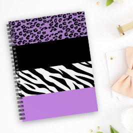 Caderno Espiral Impressão Leopardo, Impressão Zebra, Impressão Ani