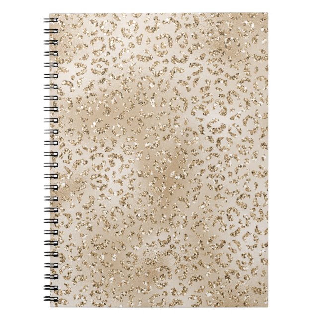 Caderno Espiral Impressão Leopardo Luminosa Dourada (Frente)