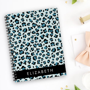 Caderno Espiral Impressão Leopardo, Manchas, Leopardo Azul, Seu No