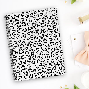 Caderno Espiral Impressão Leopardo, Manchas Leopardo, Preto E Bran