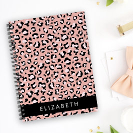 Caderno Espiral Impressão Leopardo, Manchas, Leopardo Rosa, Seu No
