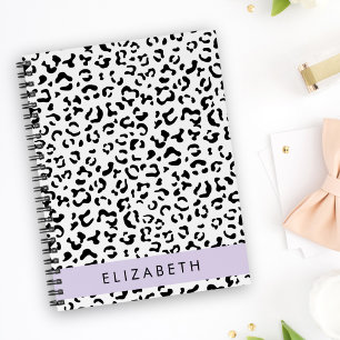 Caderno Espiral Impressão Leopardo, Manchas, Preto E Branco, Seu N