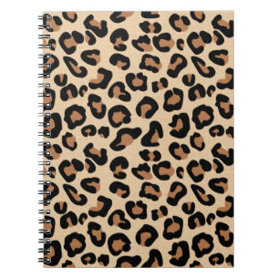 Caderno Espiral Impressão Leopardo, Preto, Marrom, Ferrugem e Ban