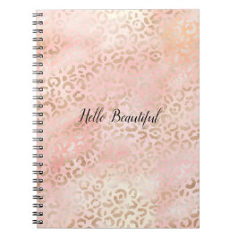 Caderno Espiral Impressão Leopardo Rosa Dourada e Rosa Menino