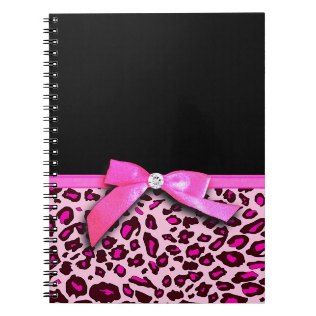 Caderno Espiral Impressão-leopardo-rosa-quente - gráfico arco (Frente)
