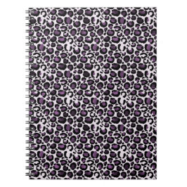 Caderno Espiral Impressão Leopardo Roxo Preto
