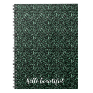 Caderno Espiral Impressão Leopardo Verde Esmeralda