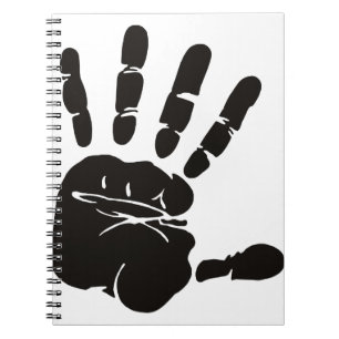 Caderno Espiral Impressão Mão Preta
