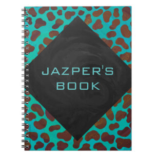 Caderno Espiral Impressão Marrom e Turquesa Dalmata