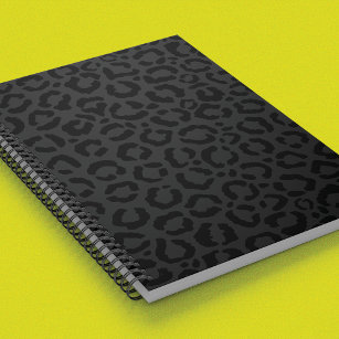Caderno Espiral Impressão Mínima Moderna do Leopardo Negro