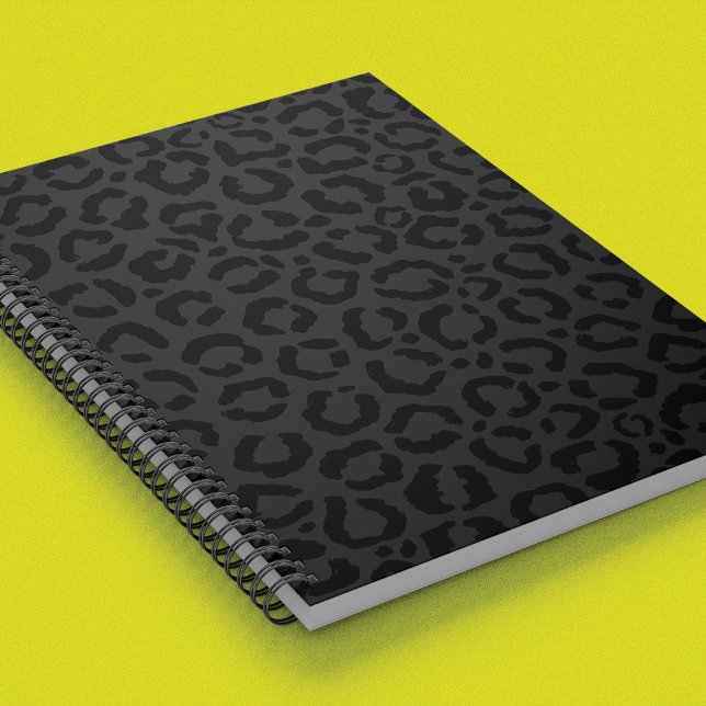 Caderno Espiral Impressão Mínima Moderna do Leopardo Negro (Criador carregado)