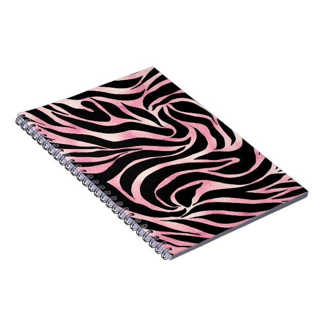 Caderno Espiral Impressão Negra-Negra-Negra Elegante Rosa Dourada  (Lado Direito)