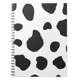 Caderno Espiral Impressão, Padrão De Vaca, Pontos De Vaca, Preto E