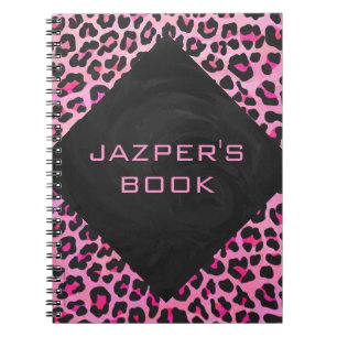 Caderno Espiral Impressão preto-e-rosa-quente