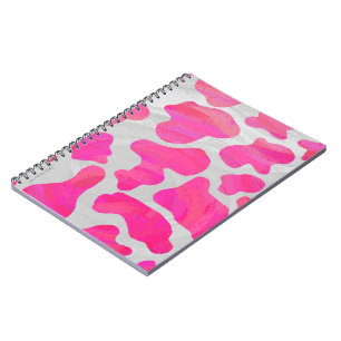 Caderno Espiral Impressão quente de rosa da vaca e branco