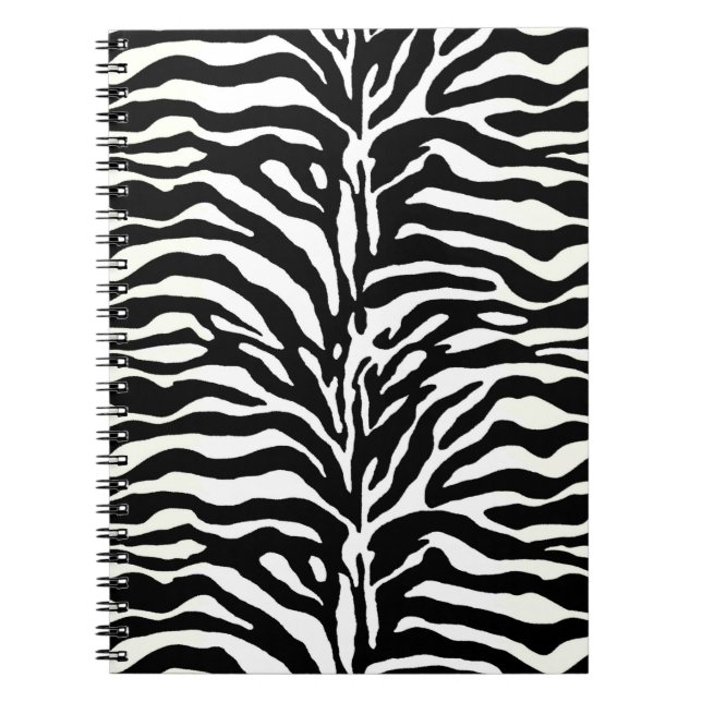 Caderno Espiral Impressão Selvagem de Animais, Zebra a Preto e Bra (Frente)