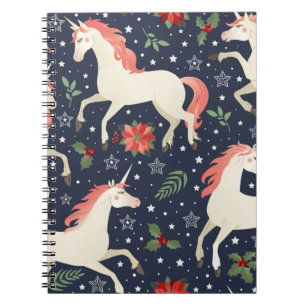 Caderno Espiral Impressão Unicórnios da Idade Média em floral d
