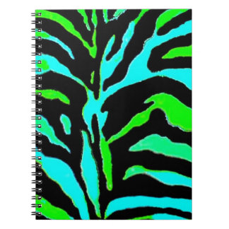 Caderno Espiral Impressão verde e azul abstrato 2 da zebra