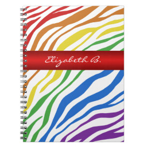 Caderno Espiral Impressão zebra arco-íris Mistura Red Personalizad