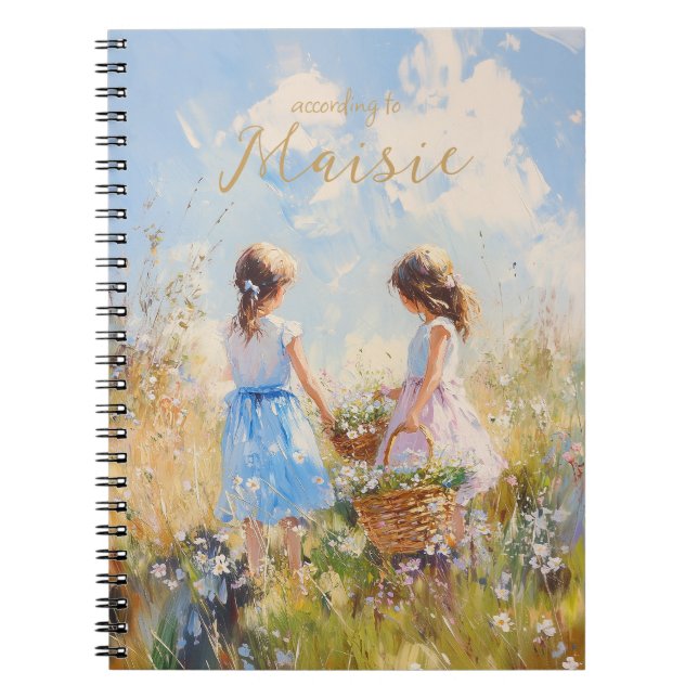 Caderno Espiral Impressionista Wildflower Meadow Girls (Frente)