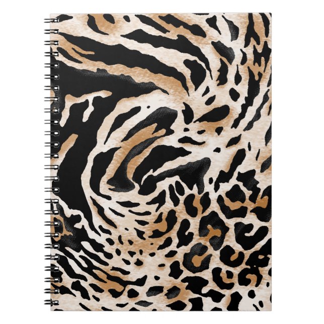Caderno Espiral Impressões Animais: Leopardo Zebra Tiger (Frente)