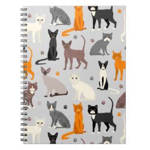 Caderno Espiral Impressões de gatos e pata