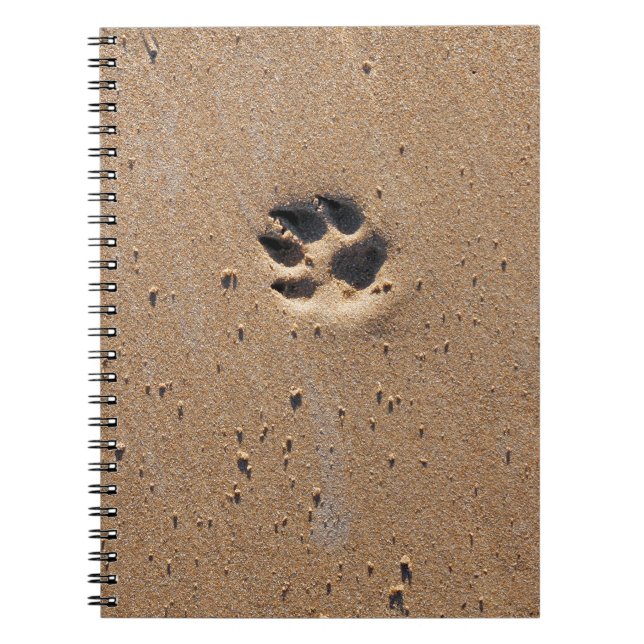 Caderno Espiral Impressões de pata de animais na areia (Frente)