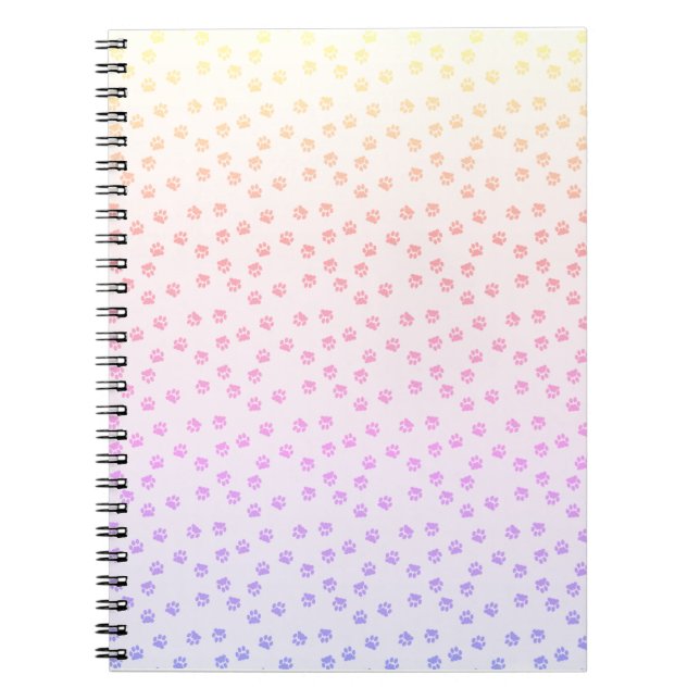 Caderno Espiral Impressões de patas de arco-íris (Frente)