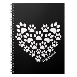 Caderno Espiral Impressões personalizadas de pata cardíaca