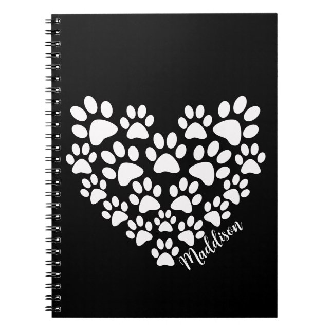 Caderno Espiral Impressões personalizadas de pata cardíaca (Frente)
