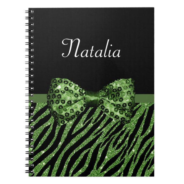 Caderno Espiral Imprima FAUX Glitz Arco Verde Bastante Com Nome (Frente)