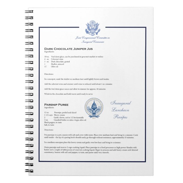 Caderno Espiral Inaugural Luncheon Recebe Chocolate Jus Puree (Frente)