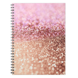 Caderno Espiral Inclinação cor-de-rosa Sparkling do brilho de