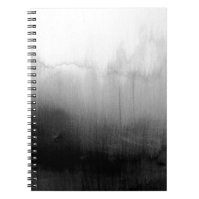 Caderno Espiral Inclinação preto e branco moderno da aguarela (Frente)