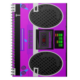 Caderno Espiral Incrível Boombox Ilustrado Roxo dos Anos 80