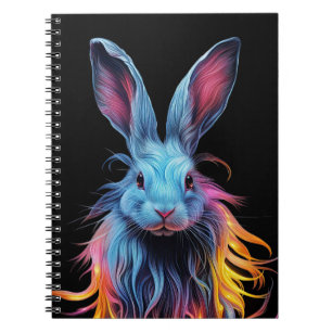 Caderno Espiral Incrível Coelho Azul no Fogo