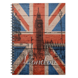 Caderno Espiral Incrível e legal moda, madeira velha grunge U.k. 