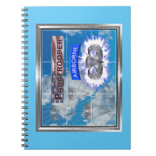 Caderno Espiral Incrível Paraquedista Americano e Bandeira