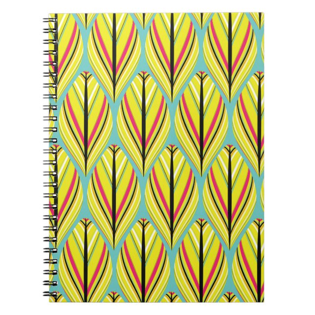 Caderno Espiral indian style feathers seamless pattern in yellow b (Frente)
