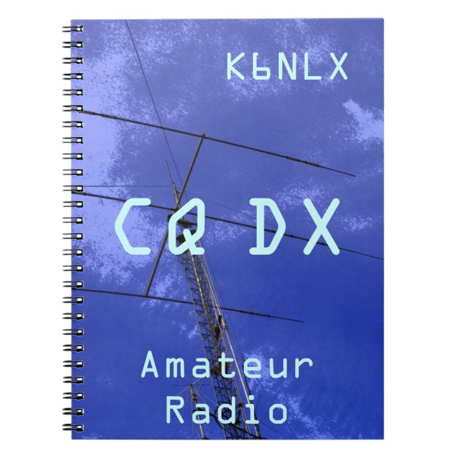 Caderno Espiral Indicativo de chamada rádio amador CQ DX (Frente)